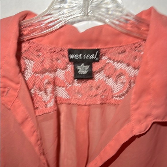Wet Seal Pink 3/4 Sleeve Button Down layer Blouse - Picture 2 of 10